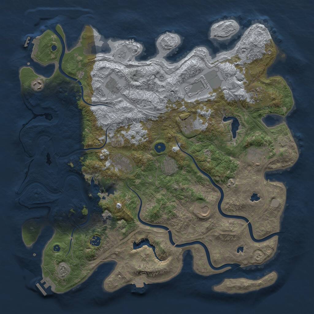 Rust Map: Procedural Map, Size: 4500, Seed: 861793603, 17 Monuments