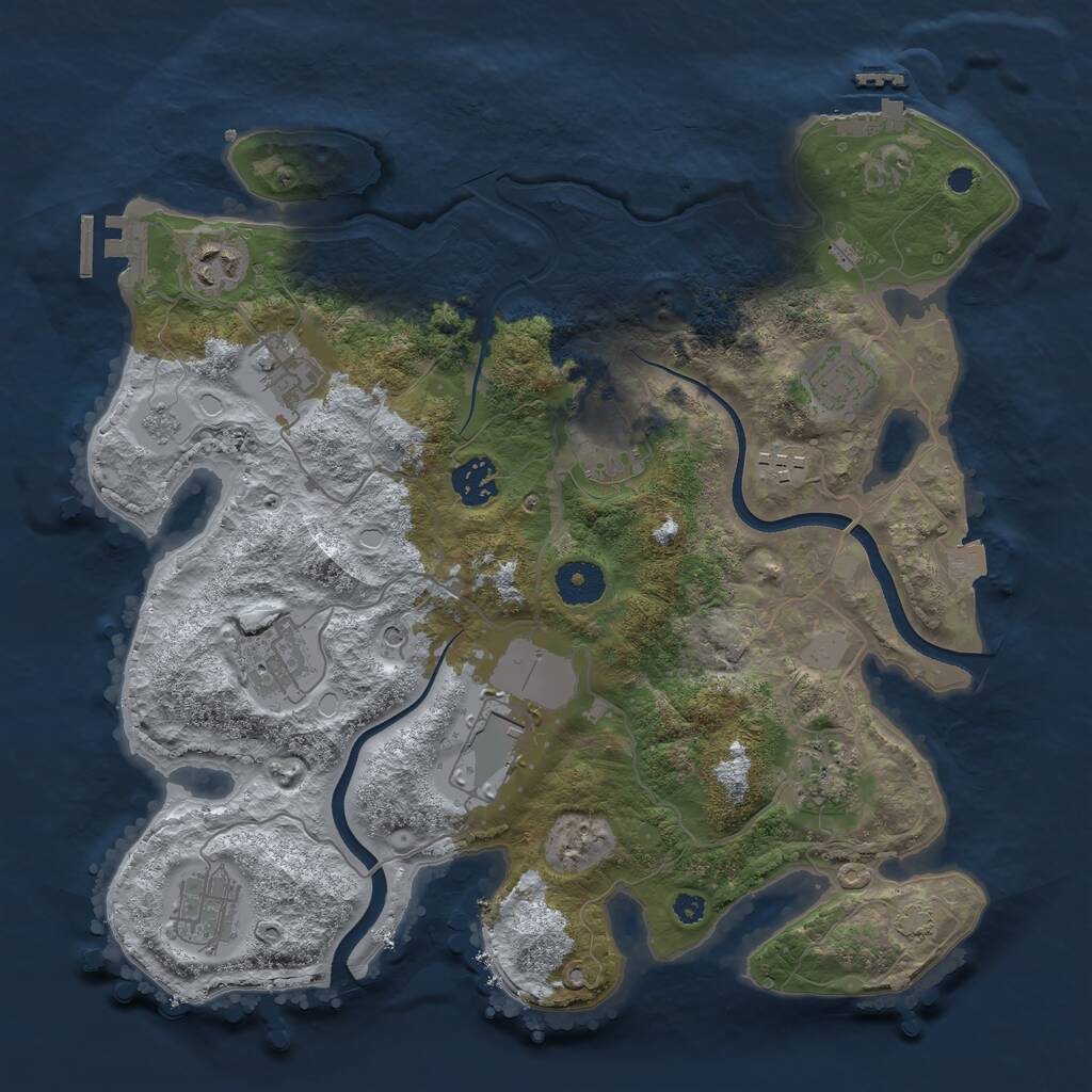 Rust Map: Procedural Map, Size: 3500, Seed: 1811834554, 16 Monuments