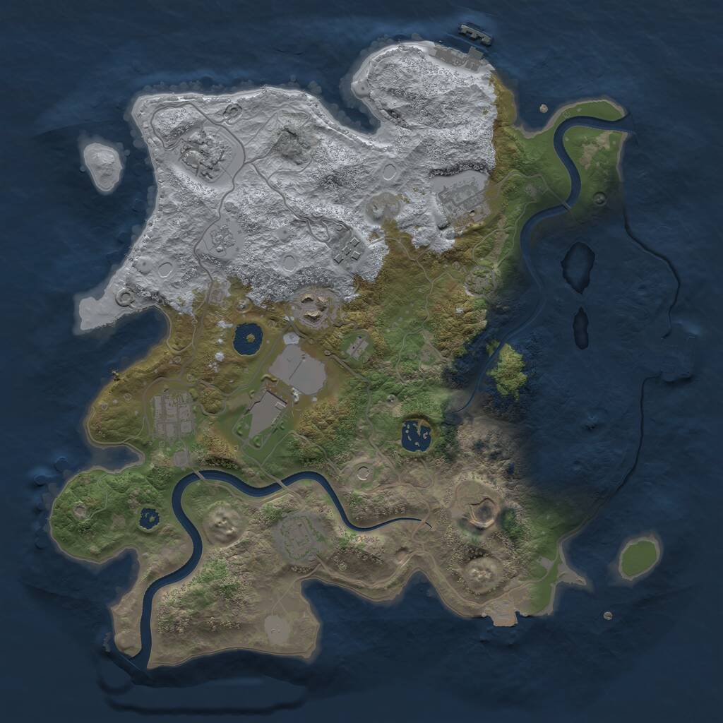 Rust Map: Procedural Map, Size: 3500, Seed: 420773991, 15 Monuments