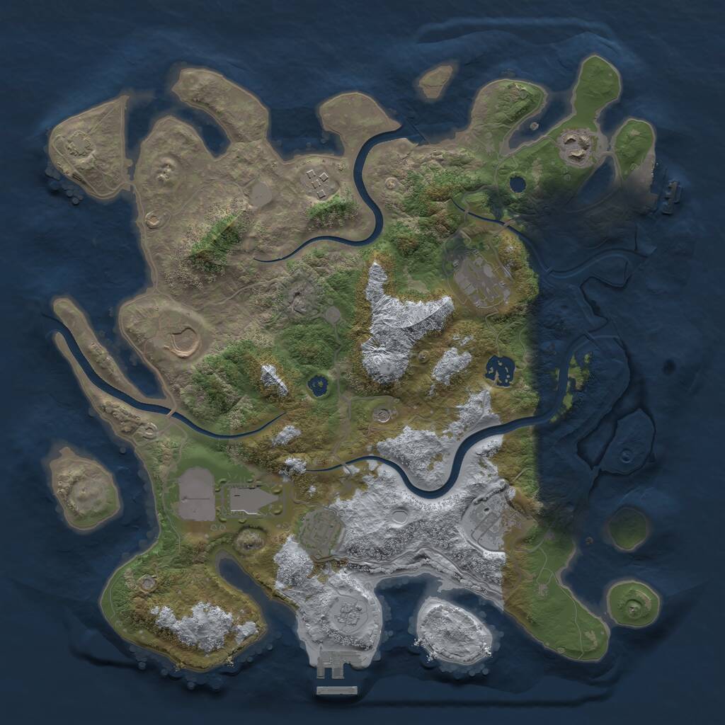 Rust Map: Procedural Map, Size: 3600, Seed: 441672, 14 Monuments