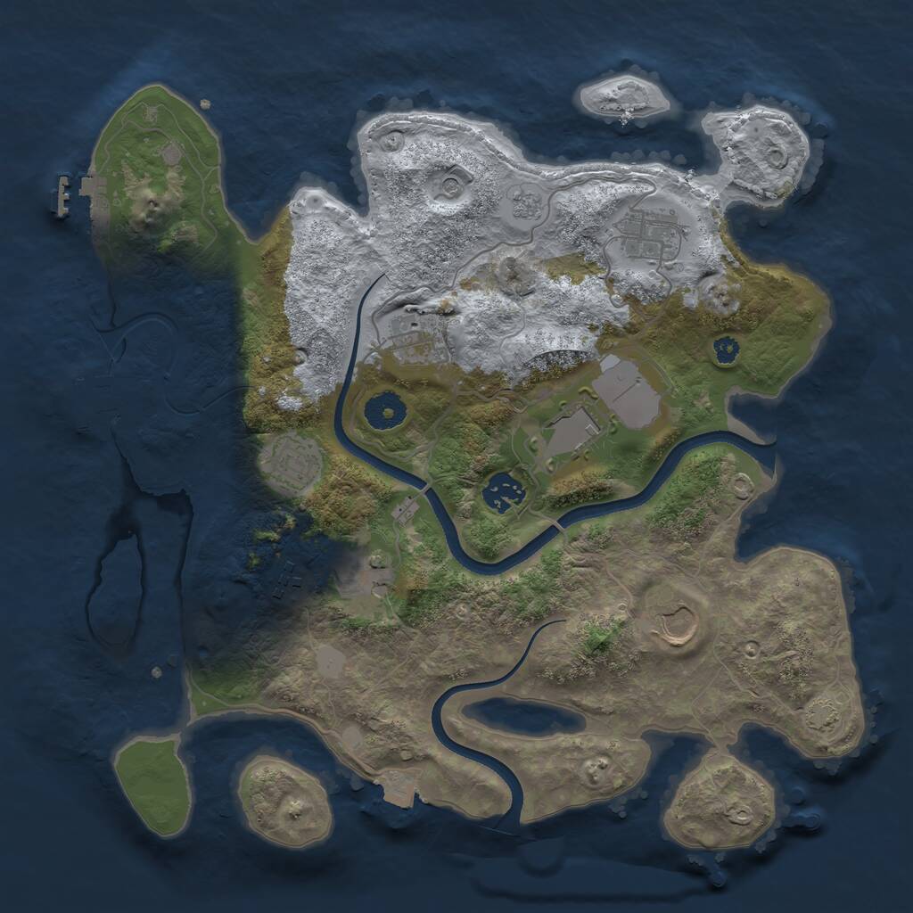 Rust Map: Procedural Map, Size: 3500, Seed: 1226268567, 14 Monuments