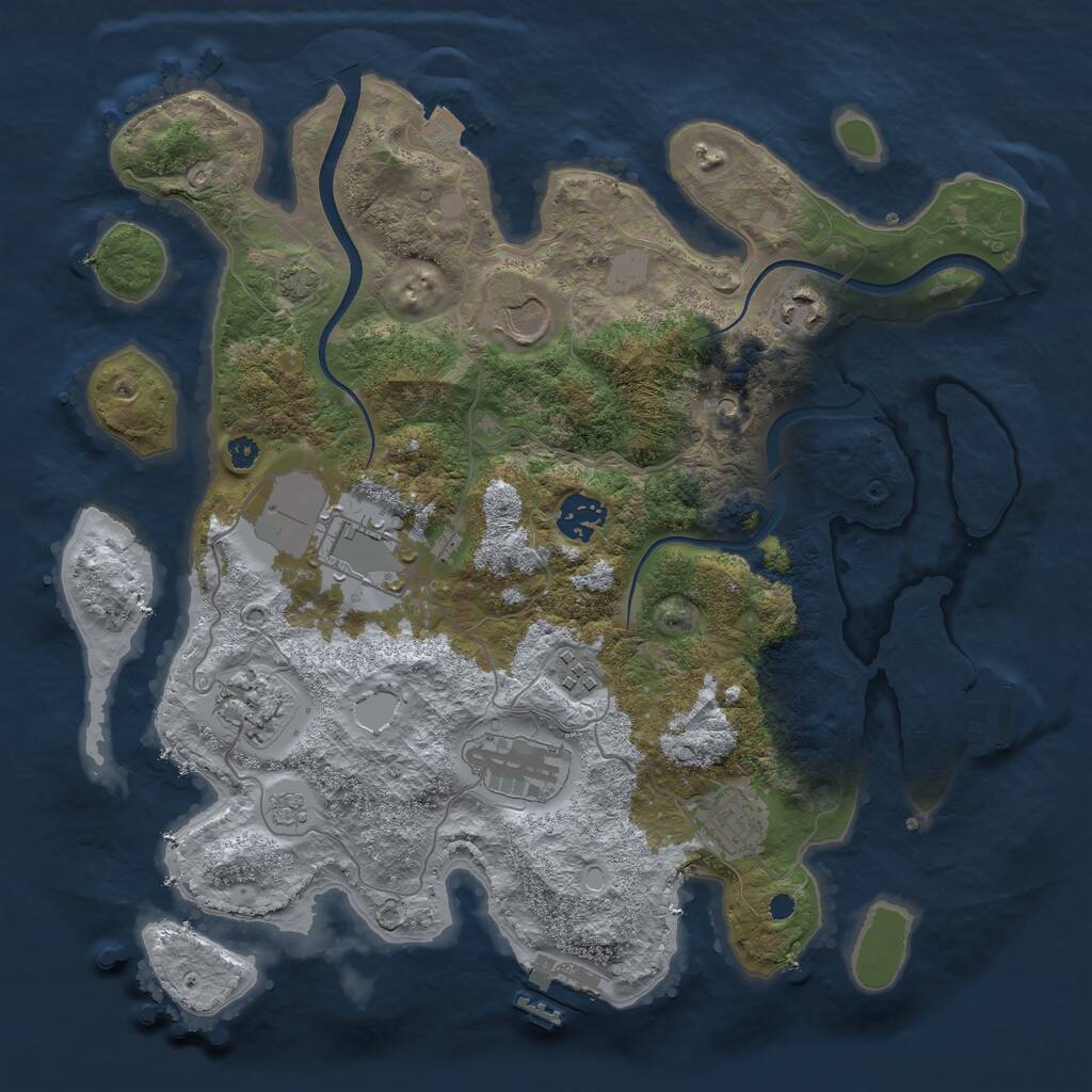 Rust Map: Procedural Map, Size: 3500, Seed: 1389837751, 14 Monuments