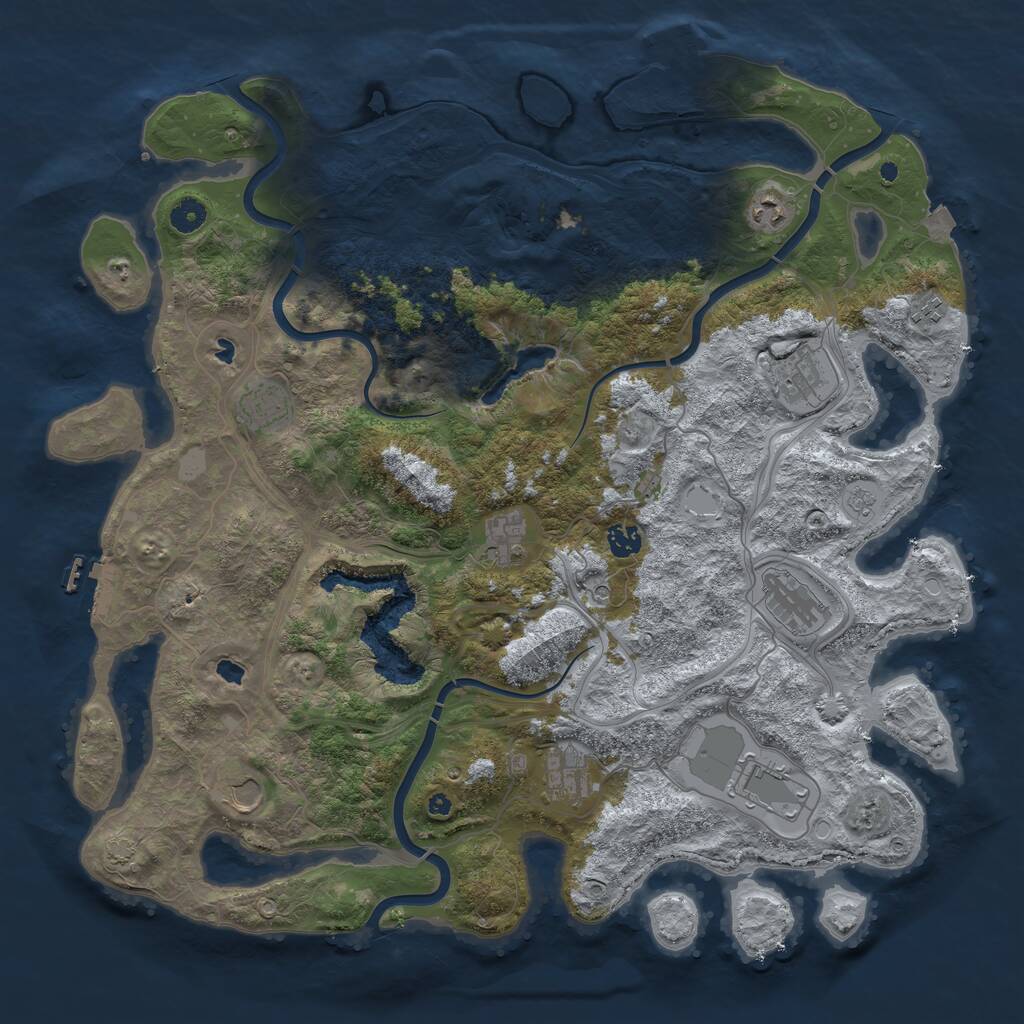 Rust Map: Procedural Map, Size: 4500, Seed: 720312, 16 Monuments