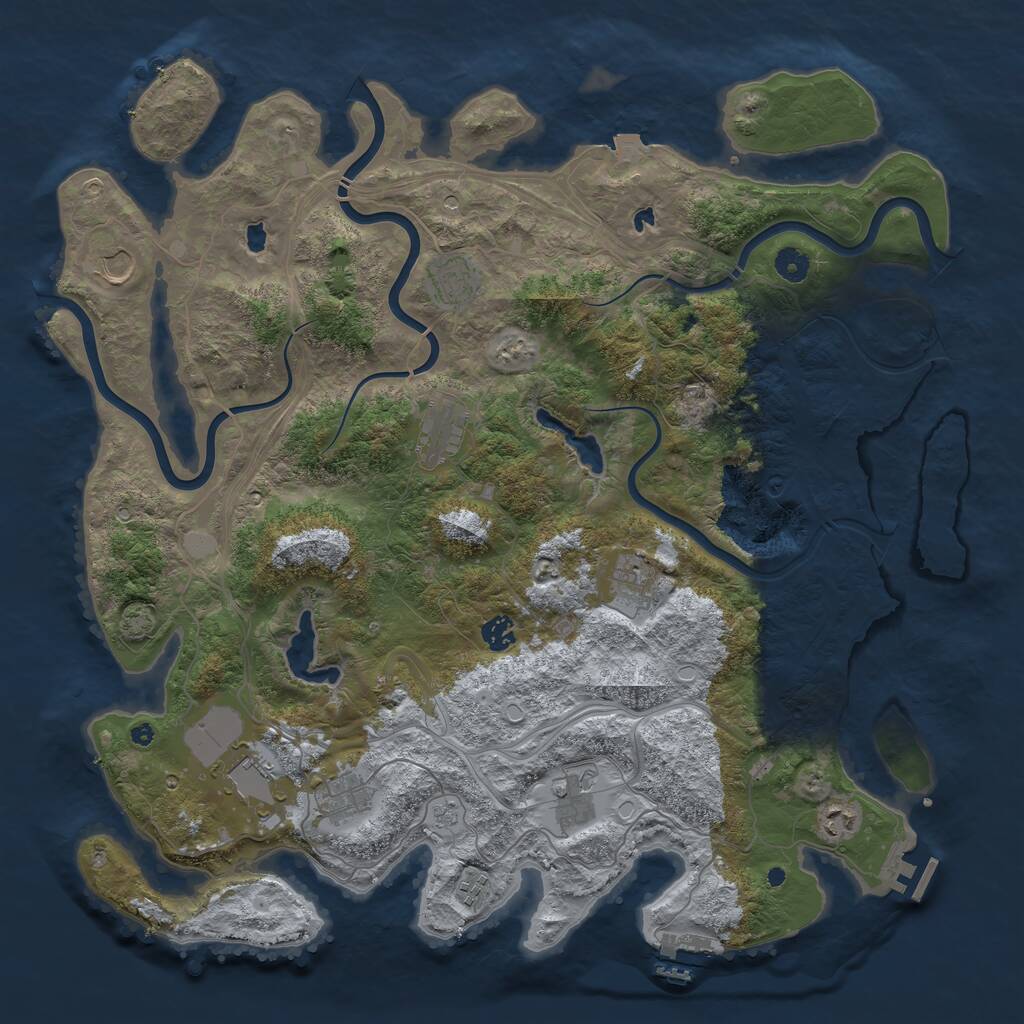 Rust Map: Procedural Map, Size: 4500, Seed: 474602360, 16 Monuments