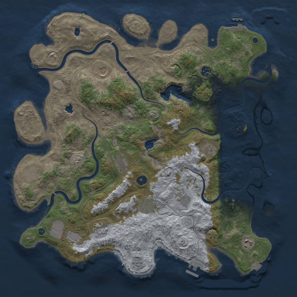 Rust Map: Procedural Map, Size: 4500, Seed: 19951028, 17 Monuments