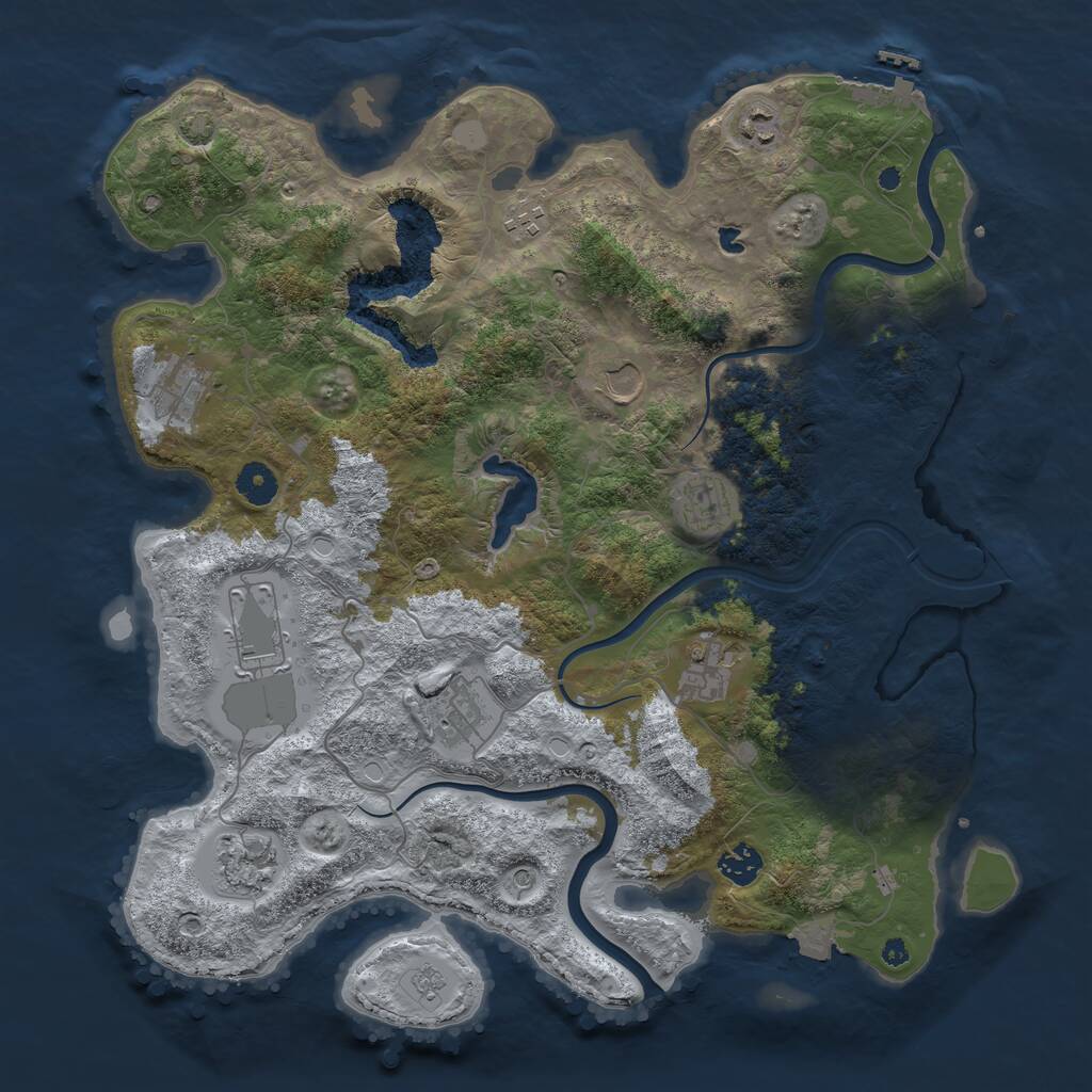 Rust Map: Procedural Map, Size: 4000, Seed: 1476244572, 16 Monuments