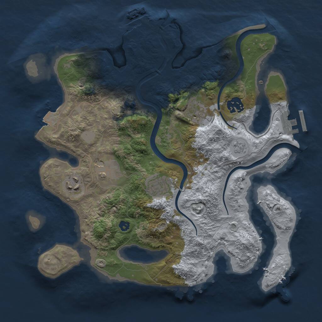 Rust Map: Procedural Map, Size: 3000, Seed: 68294, 10 Monuments