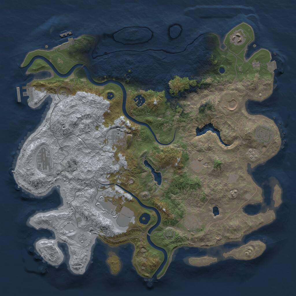 Rust Map: Procedural Map, Size: 4000, Seed: 2143037213, 16 Monuments