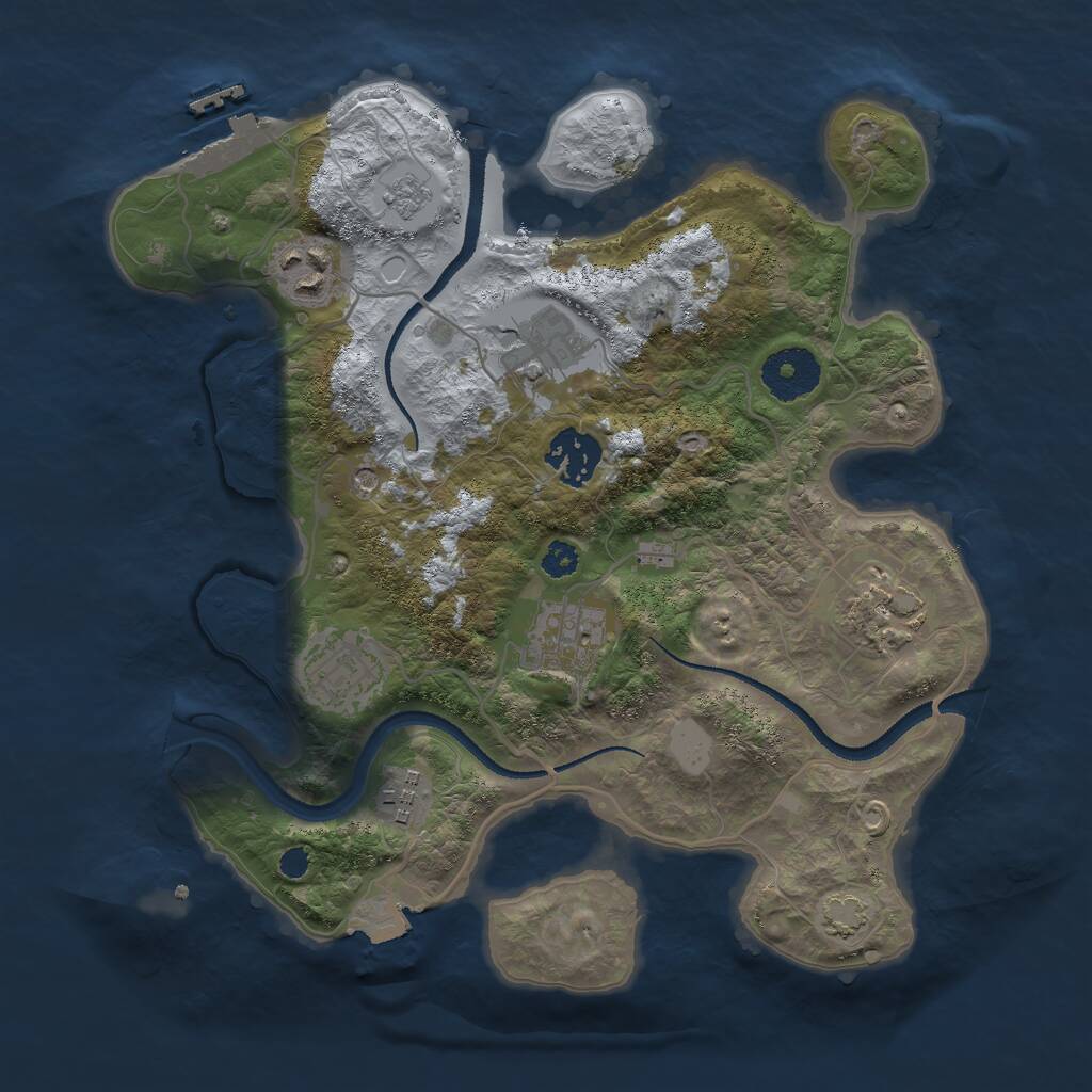 Rust Map: Procedural Map, Size: 3000, Seed: 1194163663, 12 Monuments