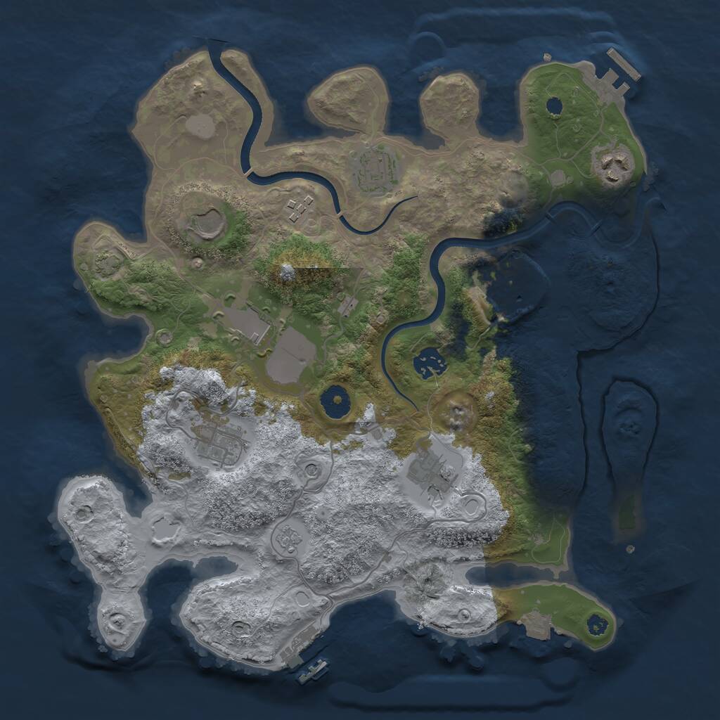 Rust Map: Procedural Map, Size: 3500, Seed: 1071846163, 15 Monuments