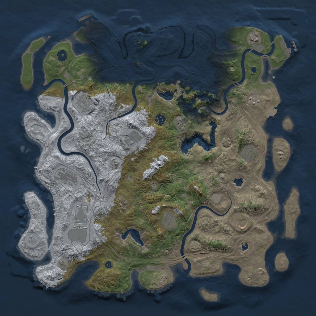 Rust Map: Procedural Map, Size: 4500, Seed: 313504702, 17 Monuments