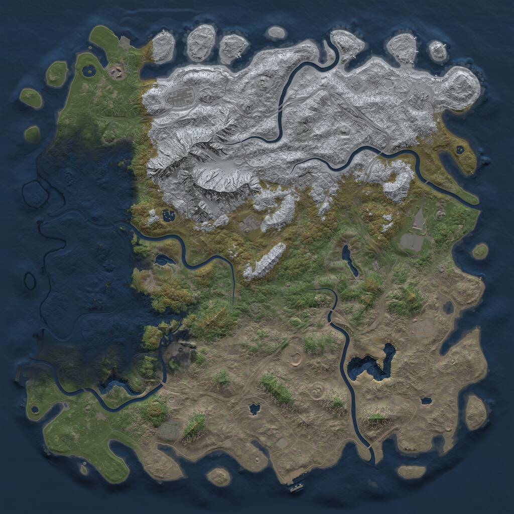 Rust Map: Procedural Map, Size: 6000, Seed: 1701559846, 17 Monuments
