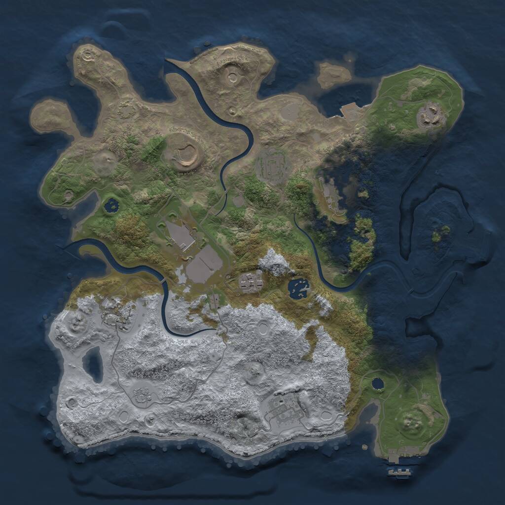 Rust Map: Procedural Map, Size: 3500, Seed: 64886067, 15 Monuments