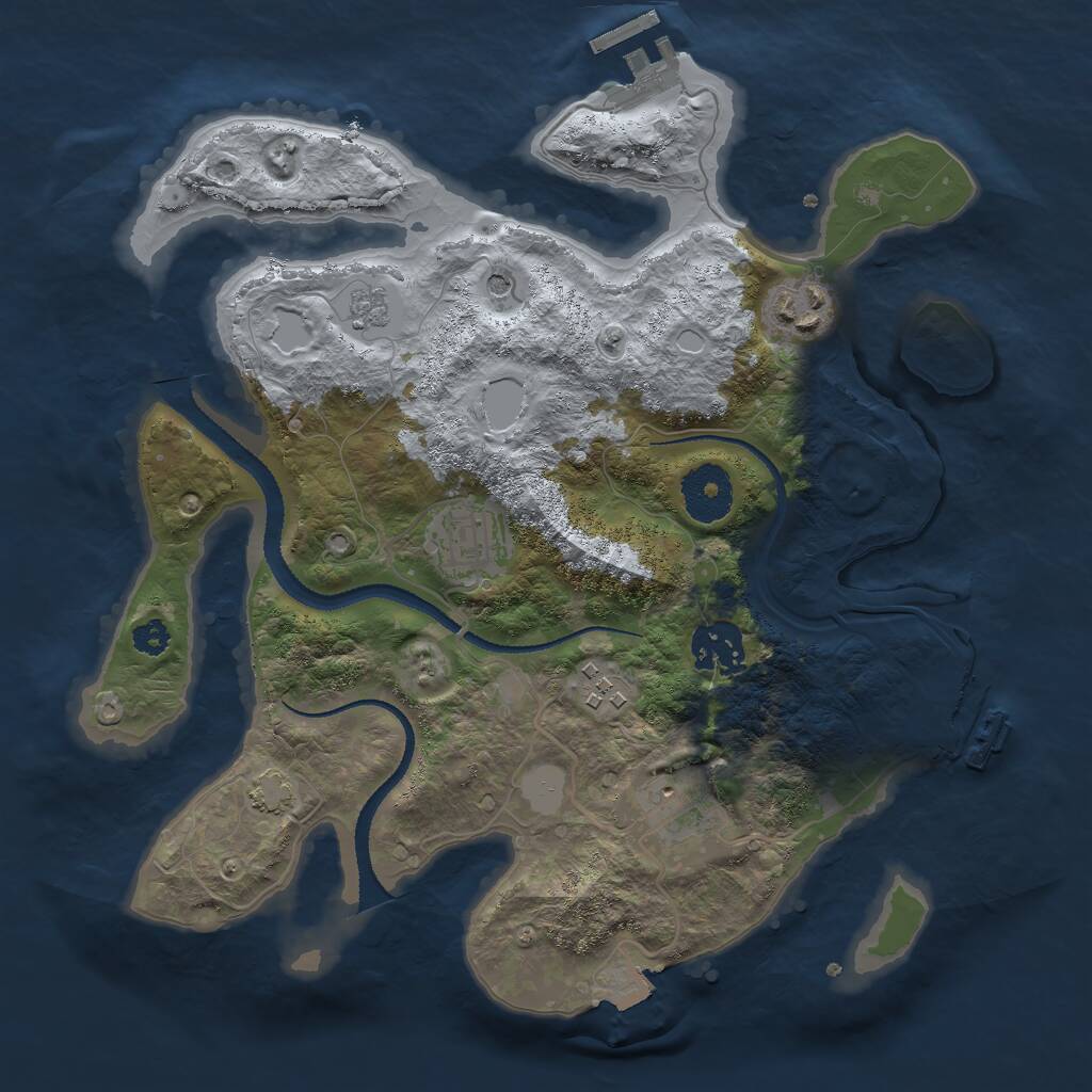 Rust Map: Procedural Map, Size: 3000, Seed: 951746357, 11 Monuments