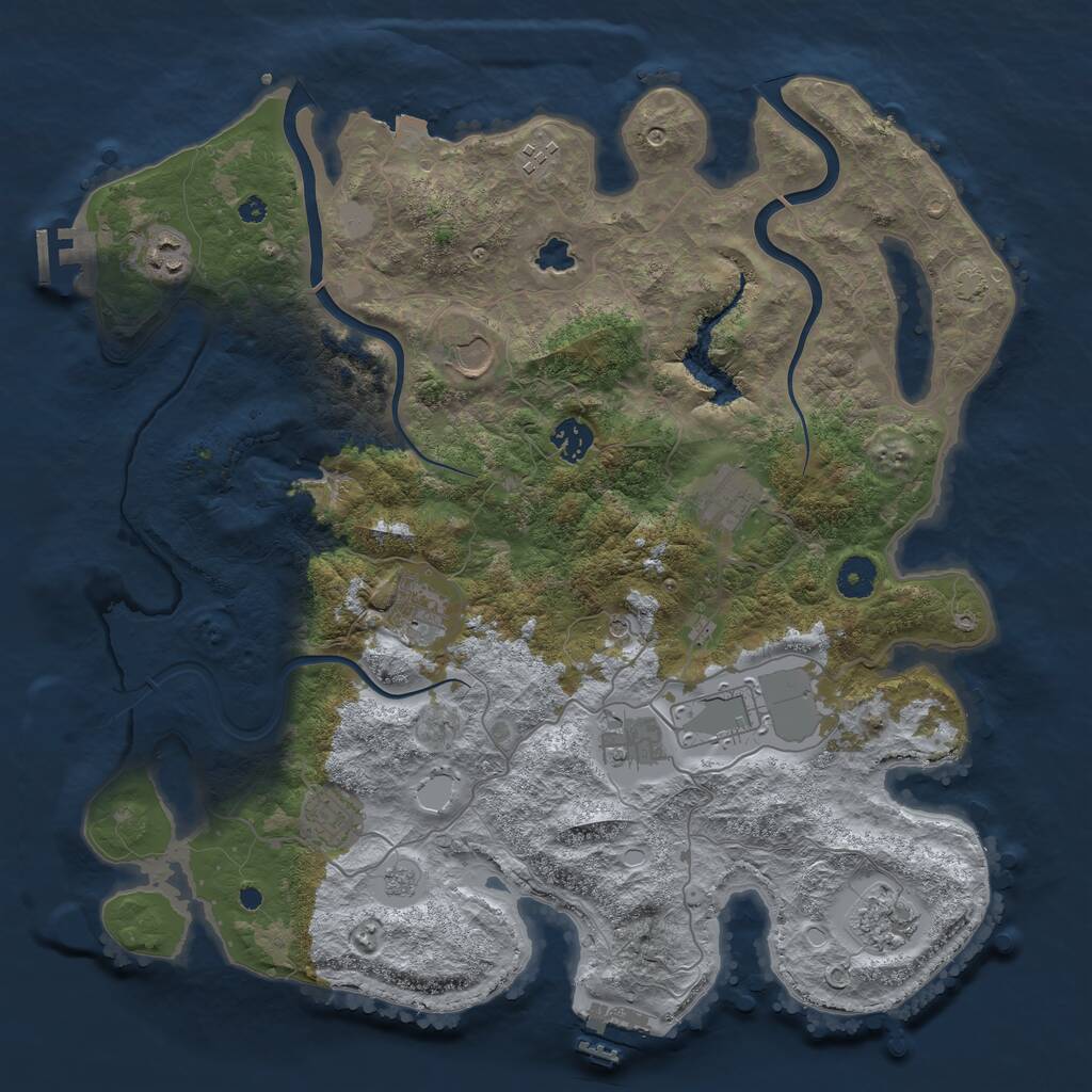 Rust Map: Procedural Map, Size: 4000, Seed: 48681555, 16 Monuments