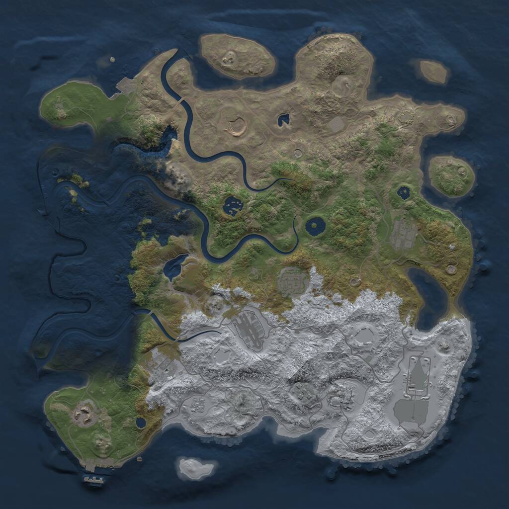 Rust Map: Procedural Map, Size: 4000, Seed: 214763610, 15 Monuments