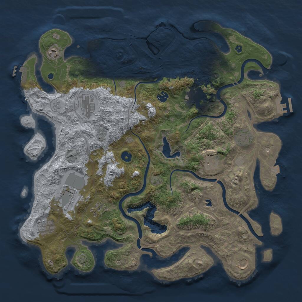 Rust Map: Procedural Map, Size: 4250, Seed: 76642114, 17 Monuments