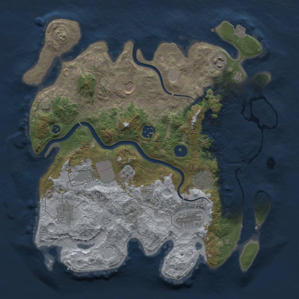 Rust Map: Procedural Map, Size: 3500, Seed: 23834, 12 Monuments