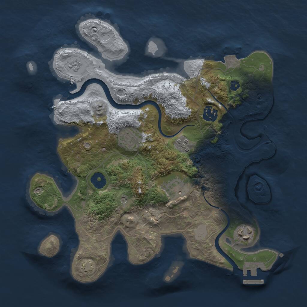 Rust Map: Procedural Map, Size: 3000, Seed: 963726343, 10 Monuments