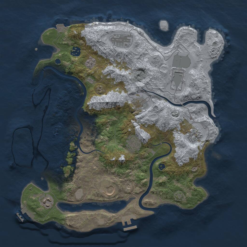 Rust Map: Procedural Map, Size: 3700, Seed: 1211090476, 15 Monuments
