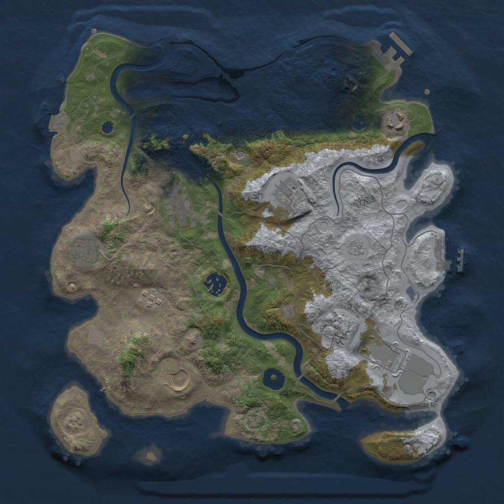 Rust Map: Procedural Map, Size: 3500, Seed: 1270549127, 15 Monuments