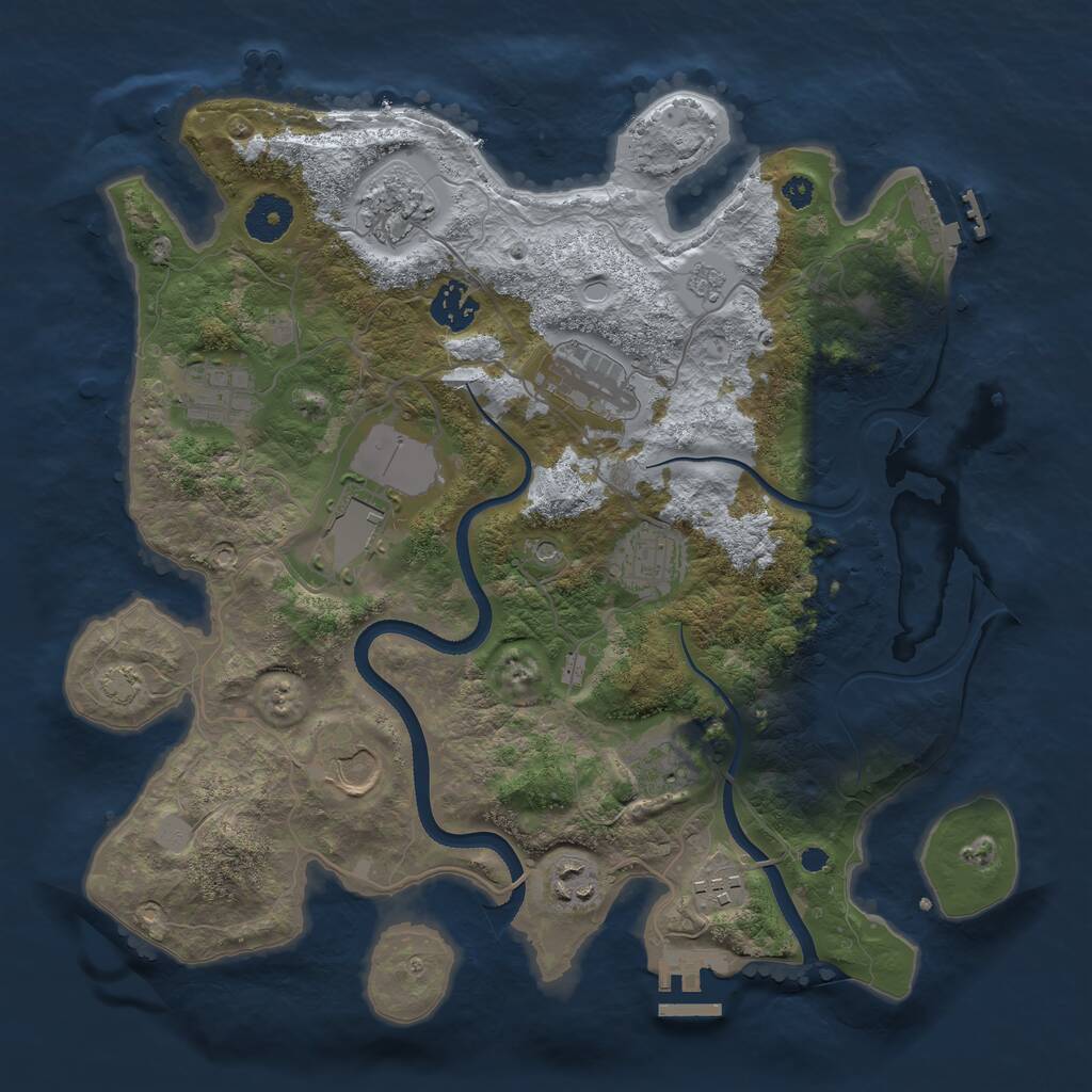 Rust Map: Procedural Map, Size: 3500, Seed: 1046566915, 16 Monuments