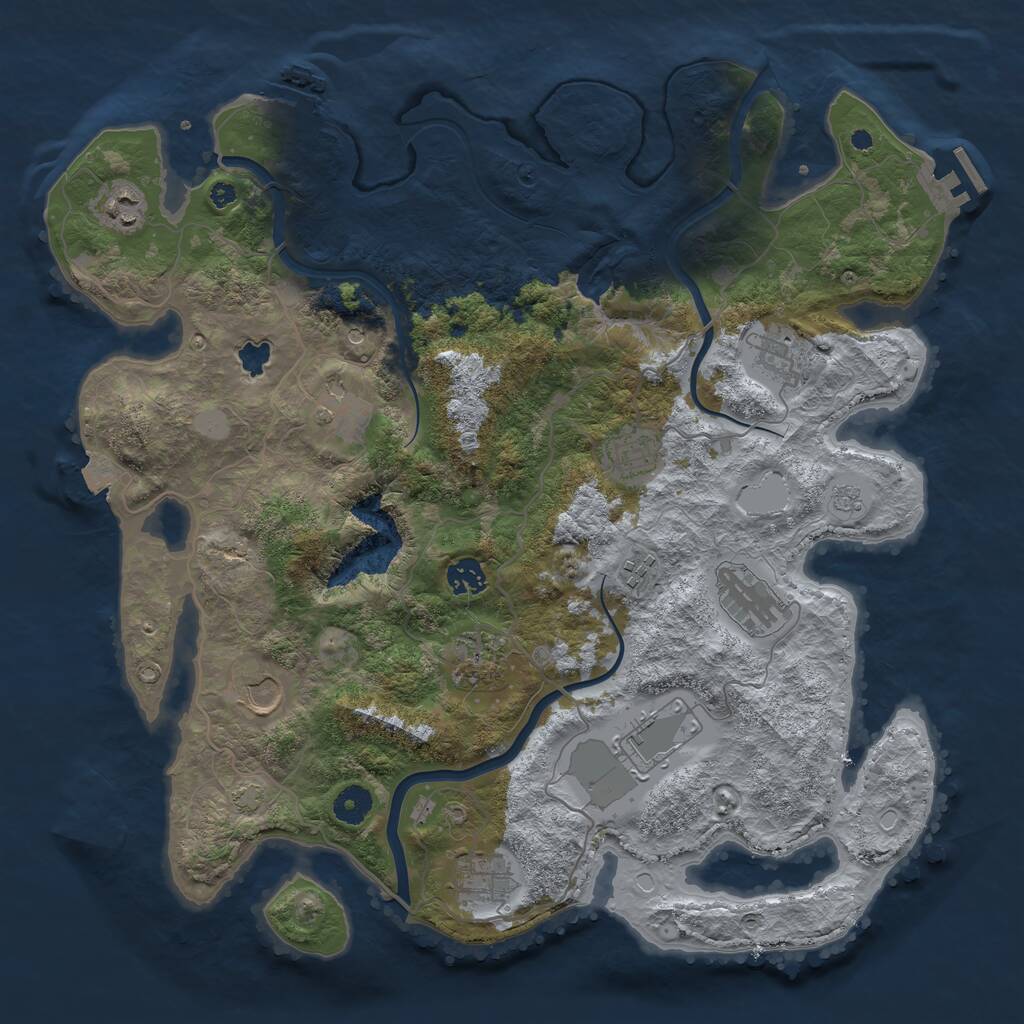 Rust Map: Procedural Map, Size: 4050, Seed: 298365890, 17 Monuments