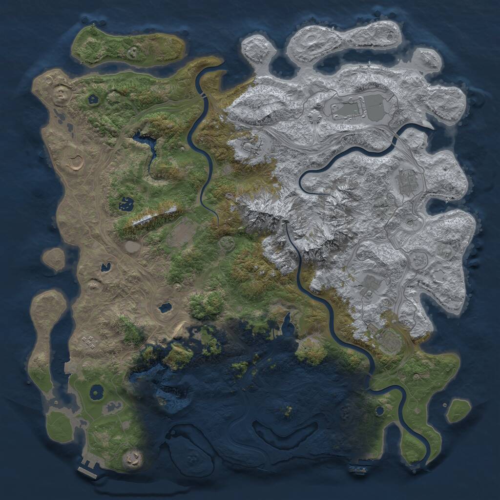 Rust Map: Procedural Map, Size: 5000, Seed: 651672677, 17 Monuments