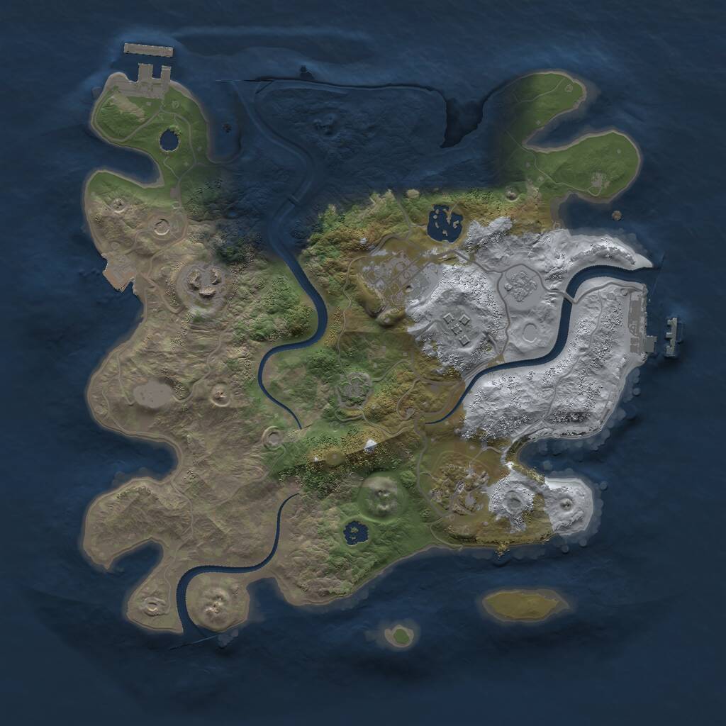 Rust Map: Procedural Map, Size: 3000, Seed: 2083054632, 11 Monuments