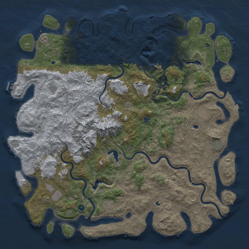 Rust Map: Procedural Map, Size: 6000, Seed: 5826, 17 Monuments