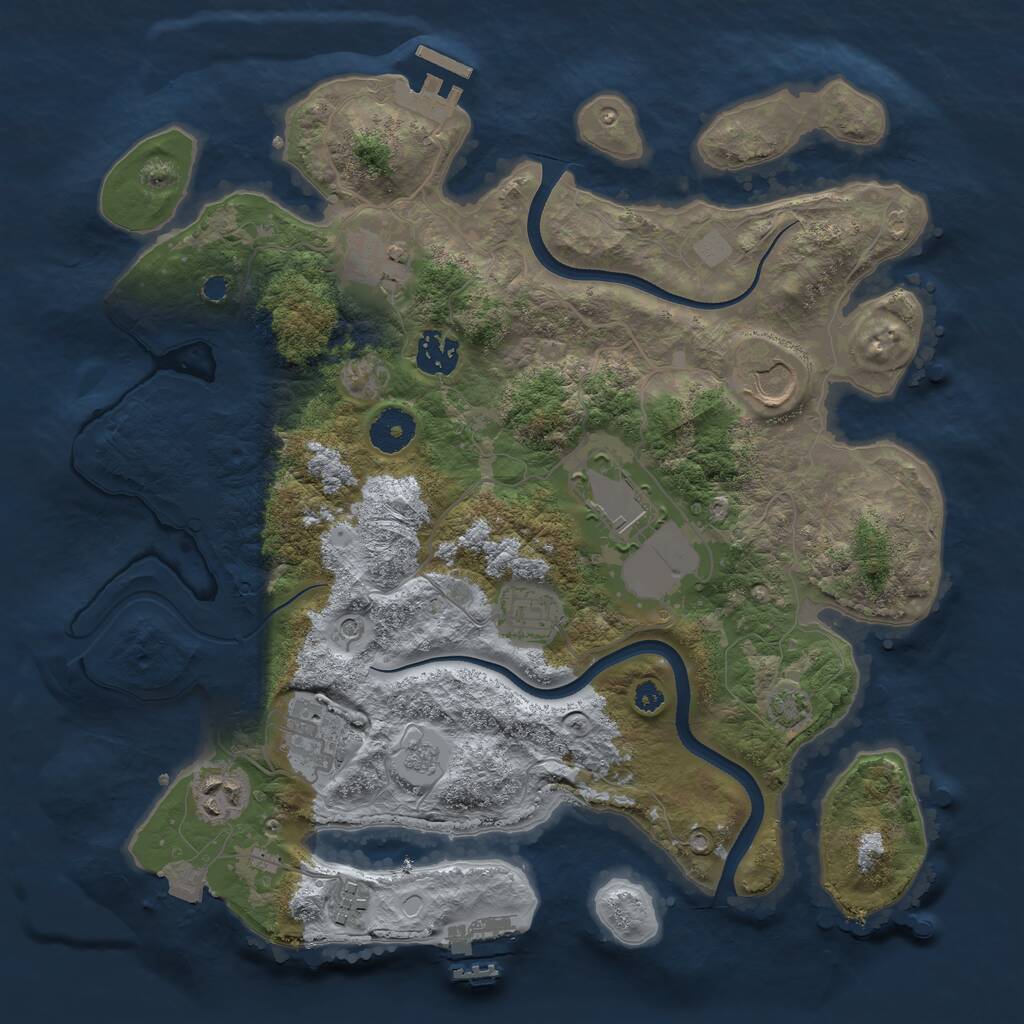 Rust Map: Procedural Map, Size: 3500, Seed: 245986, 14 Monuments