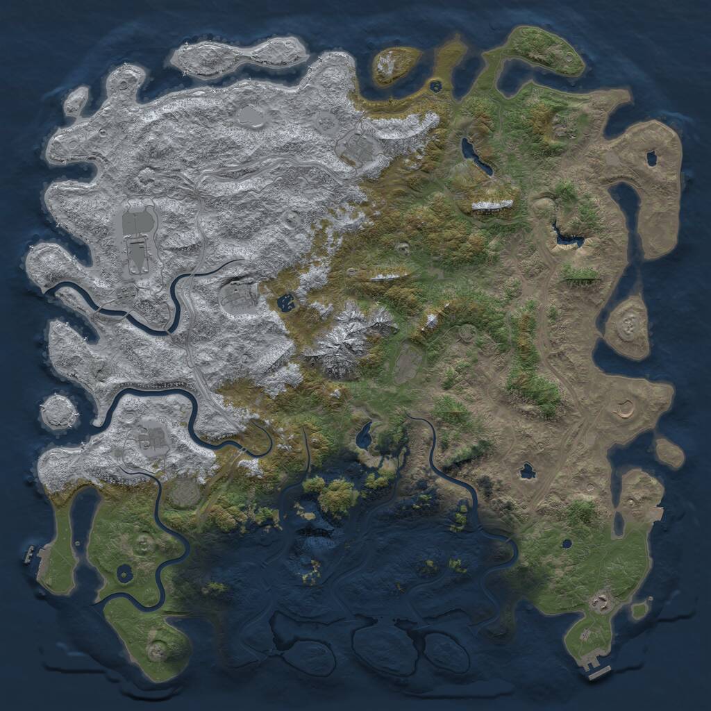 Rust Map: Procedural Map, Size: 6000, Seed: 25131870, 17 Monuments