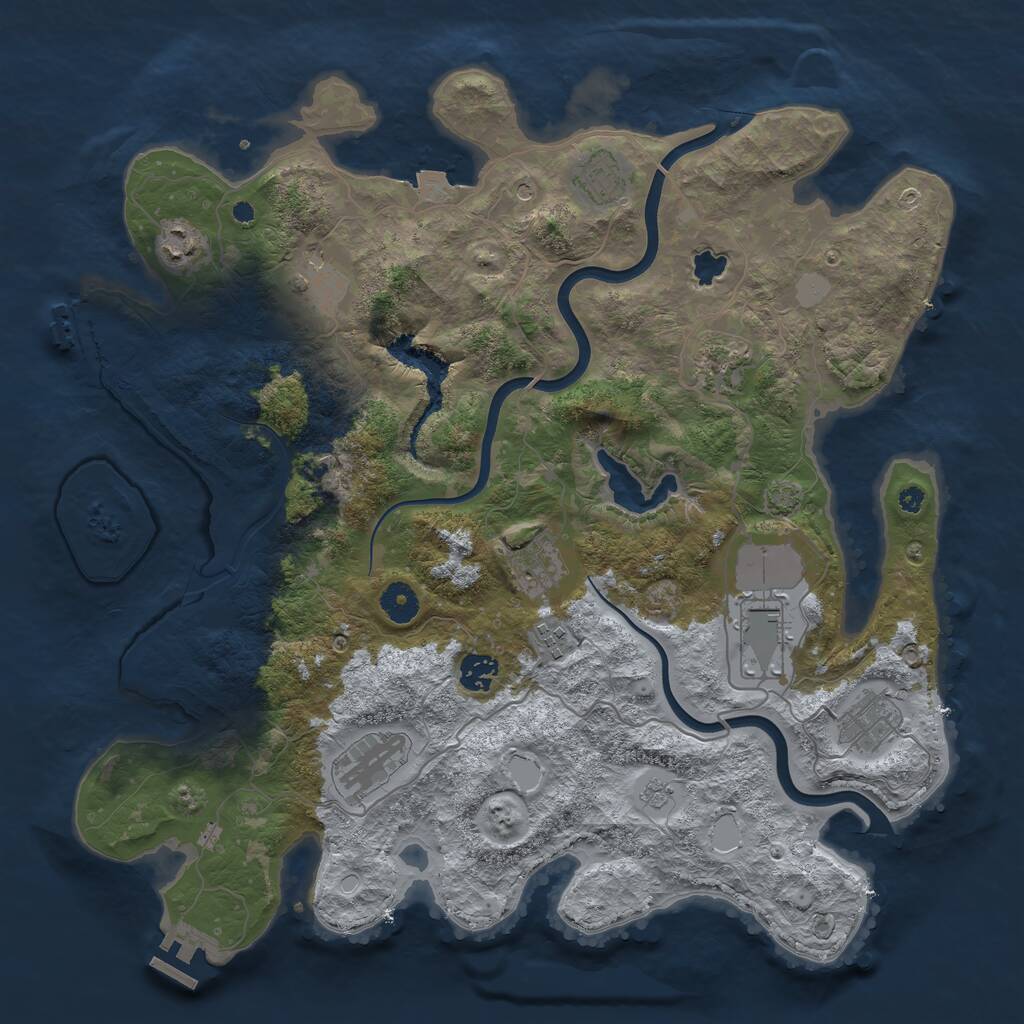 Rust Map: Procedural Map, Size: 4000, Seed: 768866, 16 Monuments