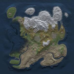 Thumbnail Rust Map: Procedural Map, Size: 3000, Seed: 1169897194, 9 Monuments