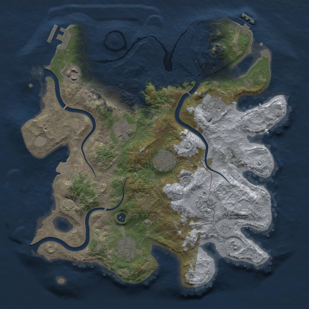 Rust Map: Procedural Map, Size: 3300, Seed: 349477610, 13 Monuments