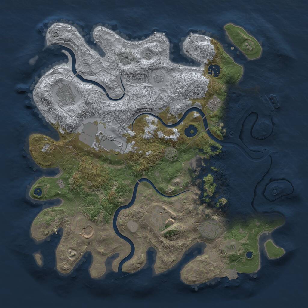 Rust Map: Procedural Map, Size: 3700, Seed: 1159137941, 13 Monuments