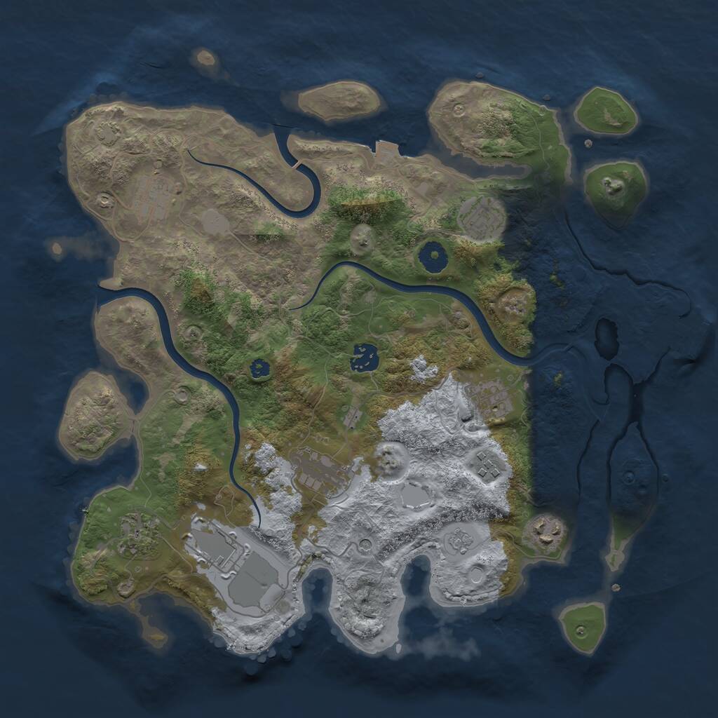 Rust Map: Procedural Map, Size: 3650, Seed: 1686202872, 14 Monuments