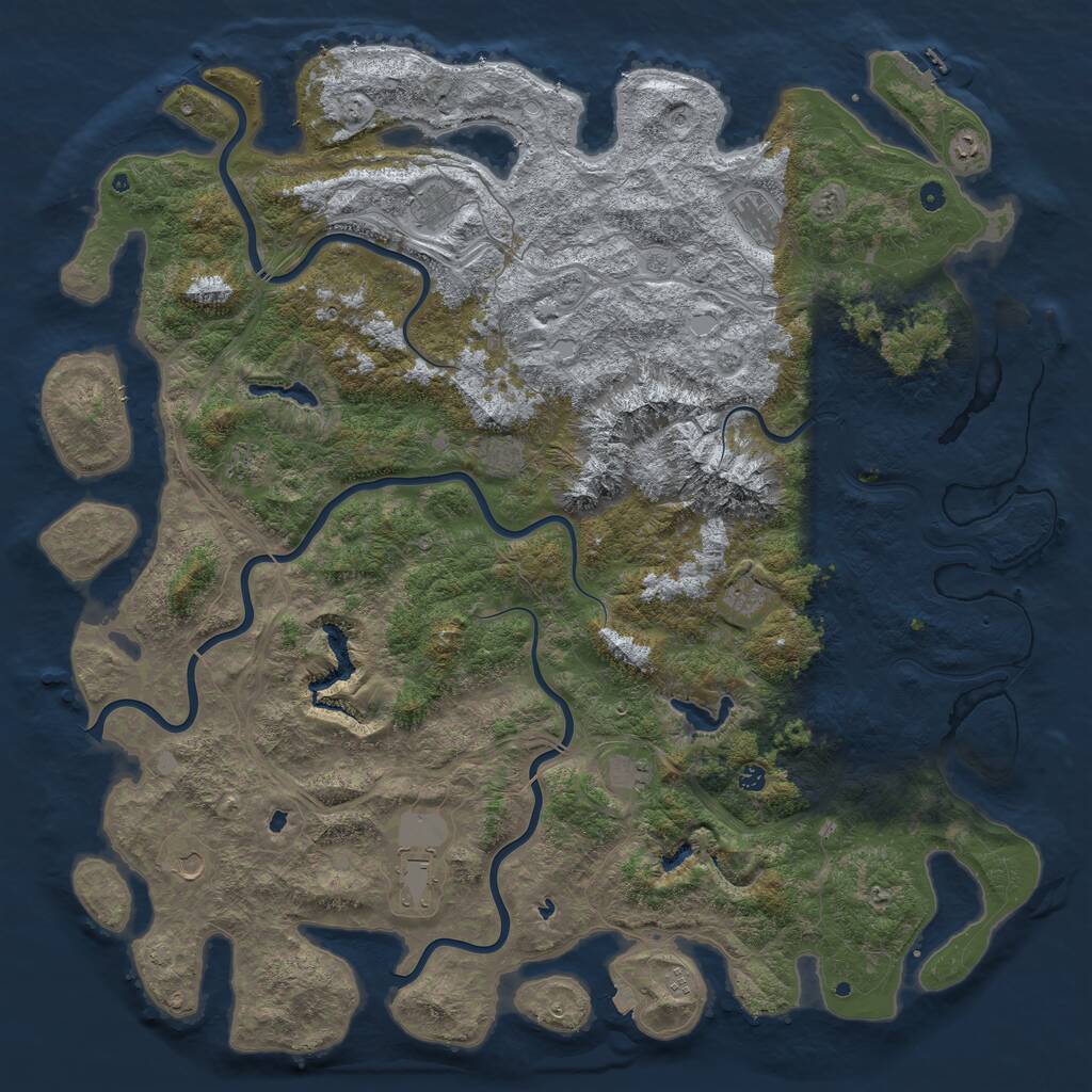 Rust Map: Procedural Map, Size: 6000, Seed: 1205671572, 17 Monuments