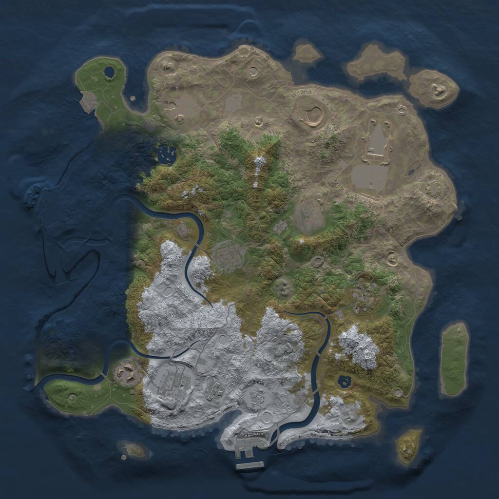 Rust Map: Procedural Map, Size: 3700, Seed: 604998705, 16 Monuments