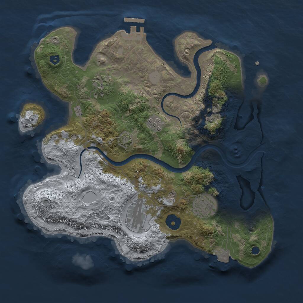 Rust Map: Procedural Map, Size: 3000, Seed: 1943289775, 8 Monuments