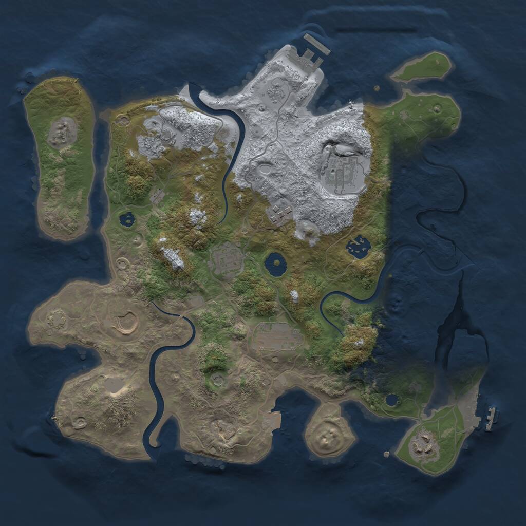 Rust Map: Procedural Map, Size: 3500, Seed: 951528644, 14 Monuments