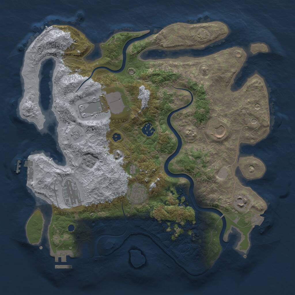 Rust Map: Procedural Map, Size: 3500, Seed: 1231983028, 13 Monuments