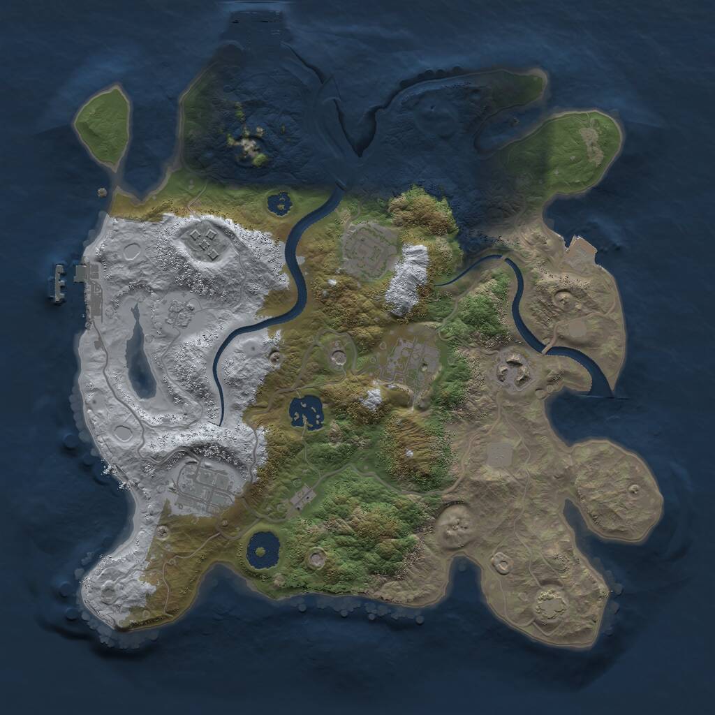 Rust Map: Procedural Map, Size: 3000, Seed: 61395, 12 Monuments