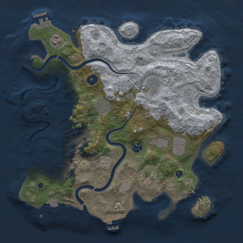 Rust Map: Procedural Map, Size: 3500, Seed: 193721536, 13 Monuments