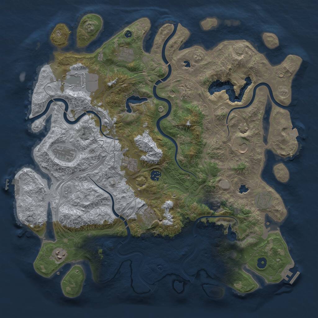 Rust Map: Procedural Map, Size: 4500, Seed: 73276679, 17 Monuments