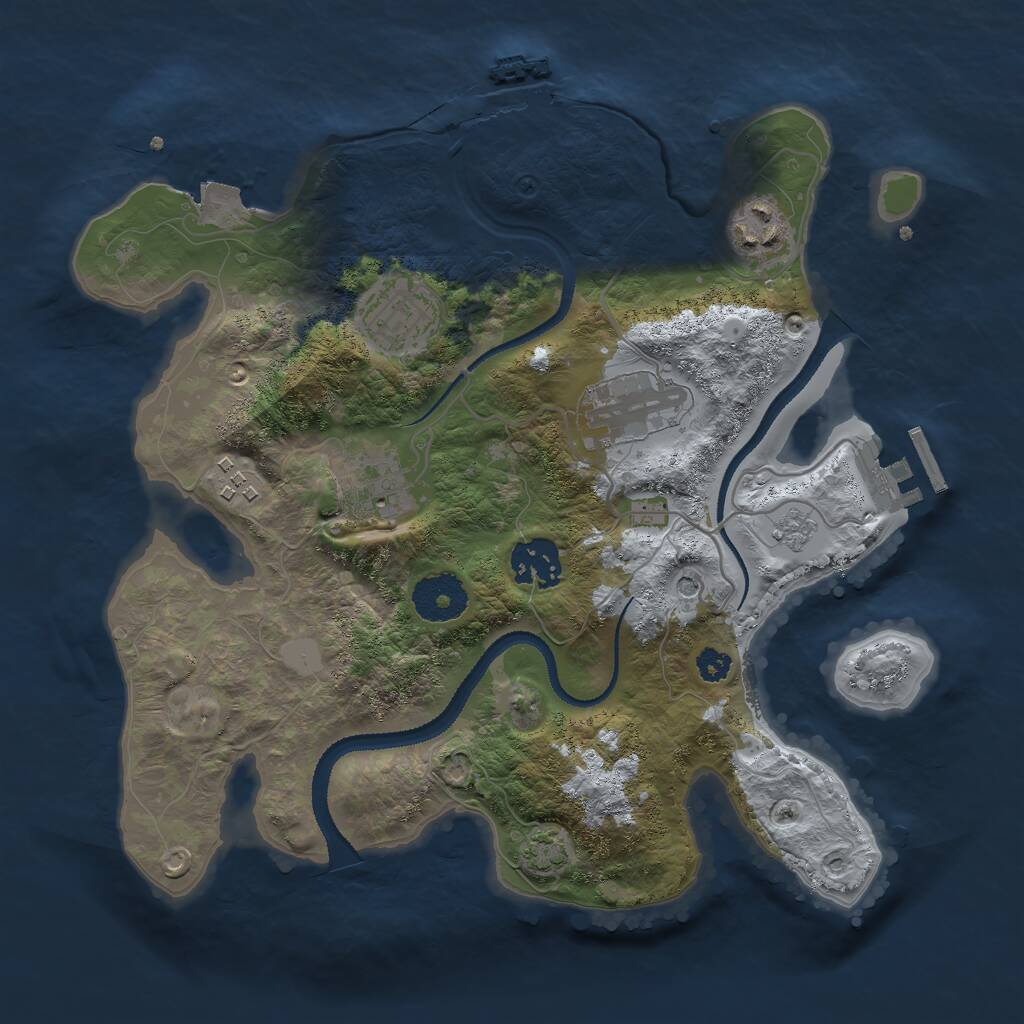 Rust Map: Procedural Map, Size: 3000, Seed: 1997192504, 12 Monuments