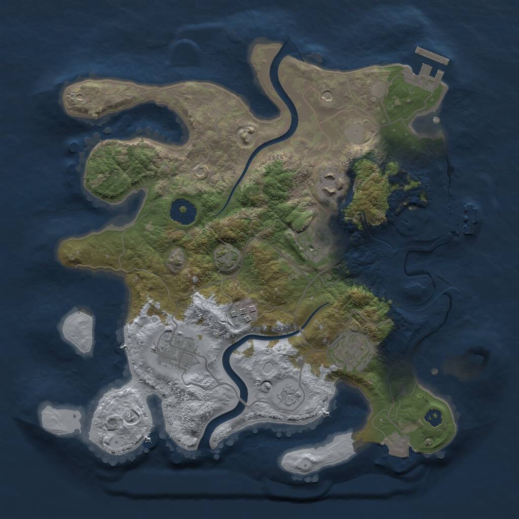 Rust Map: Procedural Map, Size: 3000, Seed: 353387888, 11 Monuments