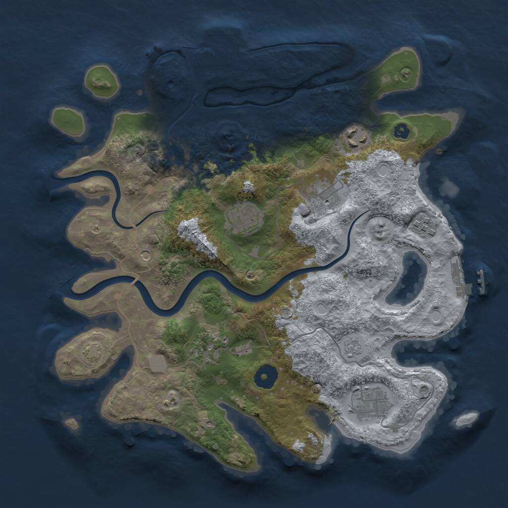 Rust Map: Procedural Map, Size: 3250, Seed: 542452855, 12 Monuments