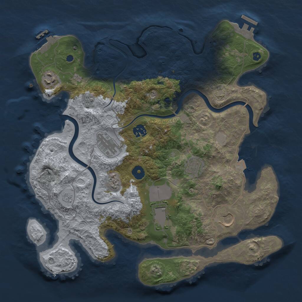 Rust Map: Procedural Map, Size: 3500, Seed: 838080712, 13 Monuments