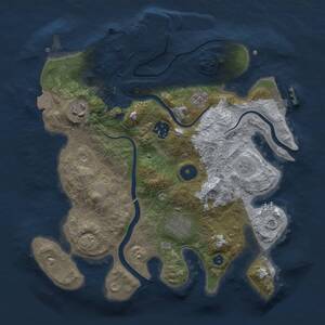 Thumbnail Rust Map: Procedural Map, Size: 3000, Seed: 1585969903, 10 Monuments